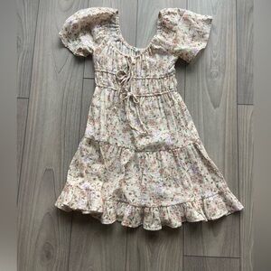 Floral mini dress with tie front details, XS